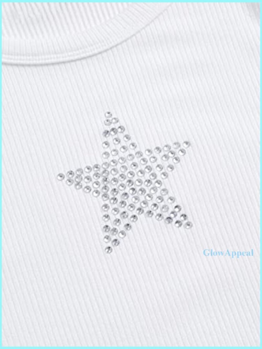Sleeveless Ribbed Crop Tank Top with Star Rhinestone Lace-Up Detail - Picture 2 of 7